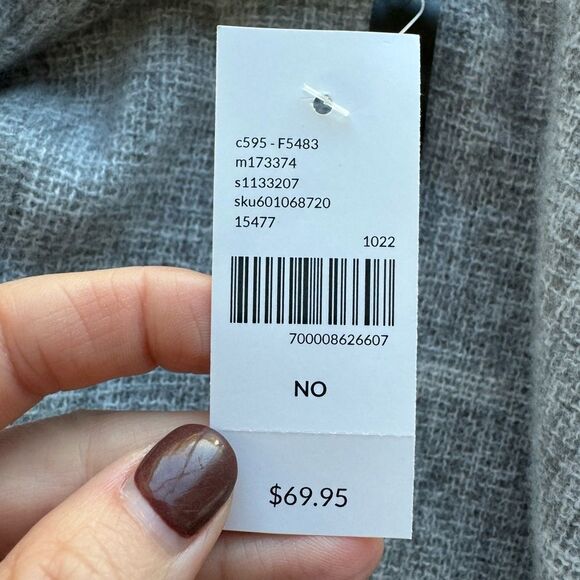 NWT Lane Bryant Women’s Plaid Fringe Hem Poncho Shaw Cardigan OS Gray White - Picture 13 of 13